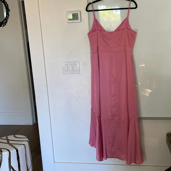 Laundry by Shelli Segal Ruffled Satin Dress In Rose Pink Size 14 NWT - Picture 7 of 13